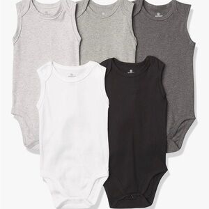 Classic Sleeveless Baby Bodysuit Set - Black, Gray, White